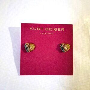 Kurt Geiger London Rainbow Crystal Eagle Heart Stud Earrings NWT